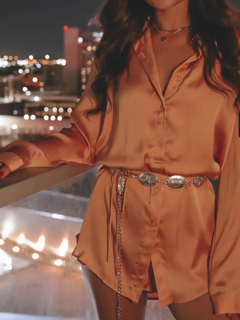 Amazing Lace Ginger Sunset Satin Button-Up Shirt Romper. Size XL NWOT